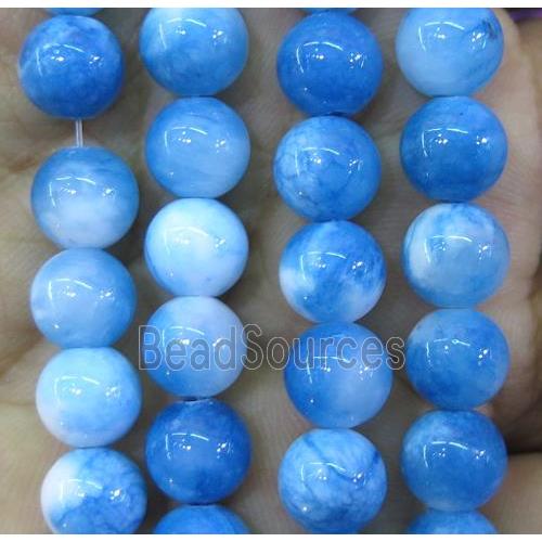 Persia jade bead, round, stabile, blue