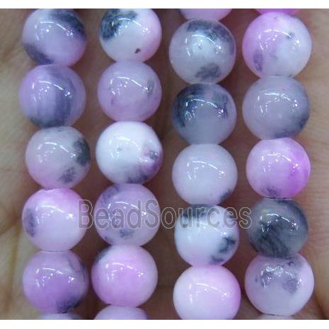 Persia jade bead, round, stabile, hot-pink