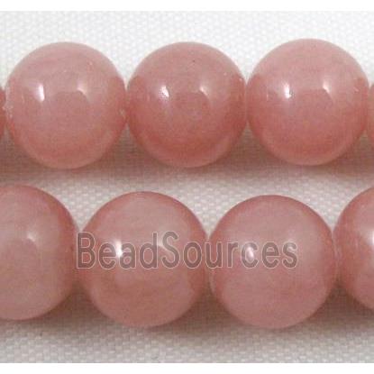 lt.red jade beads, round, stabile