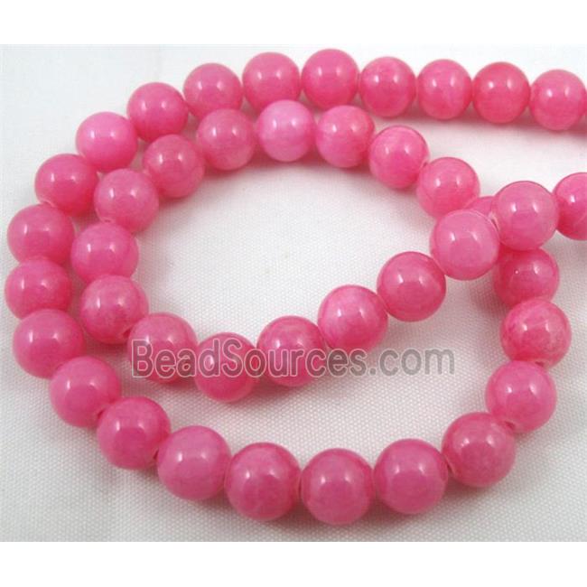 pink jade beads, round, stabile