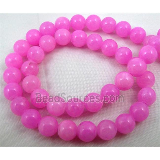 hotpink jade beads, round, stabile