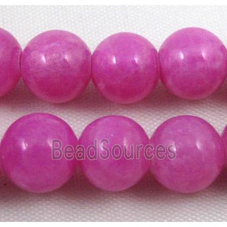 jade beads, hot-pink, round, stabile