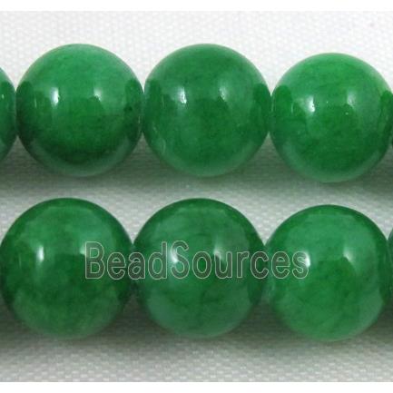 deep-green jade bead, round, stabile