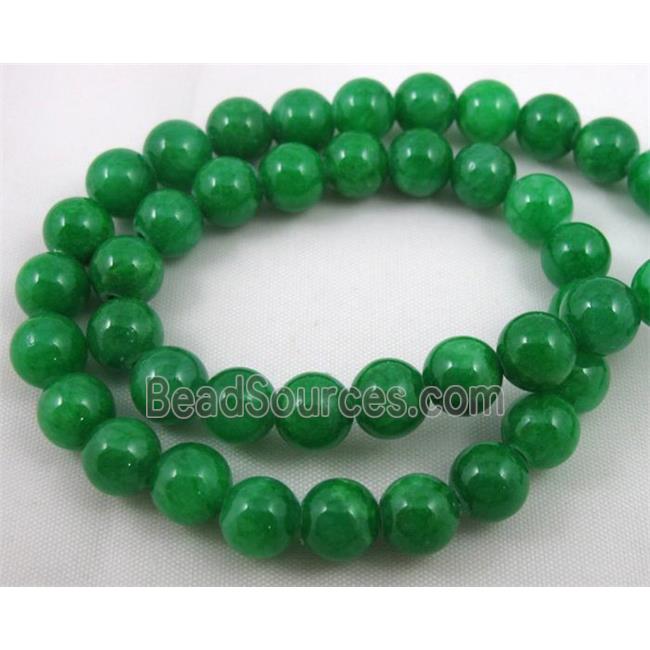 deep-green jade bead, round, stabile