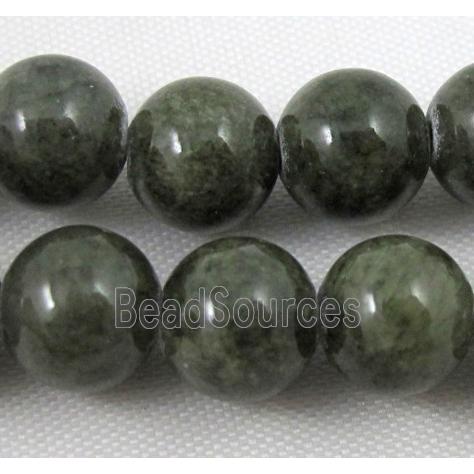 dark-green jade bead, round, stabile