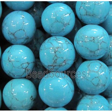 round blue turquoise beads, synthetic