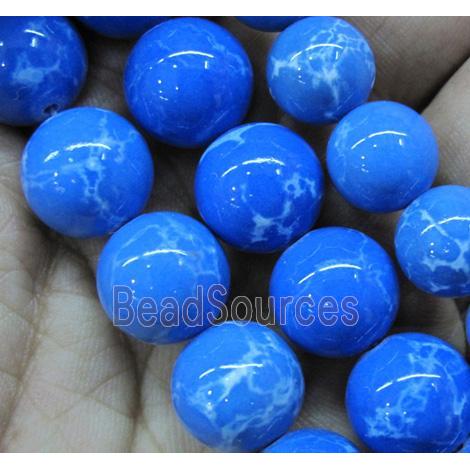 synthetic turquoise beads, round, sky-blue