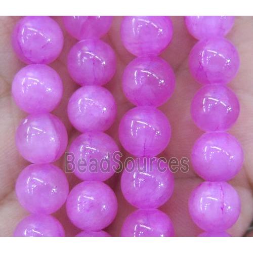 hotpink jade beads, round, stabile