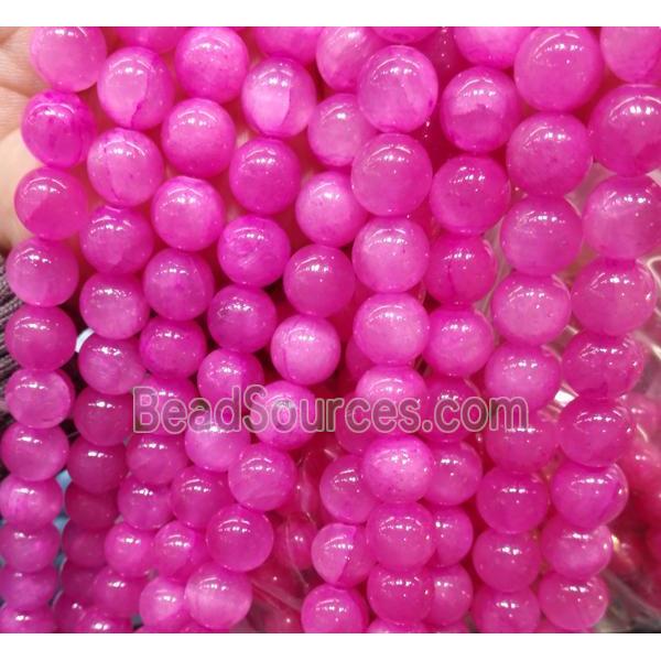 hotpink jade beads, round, stabile