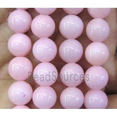 pink jade beads, round, stabile