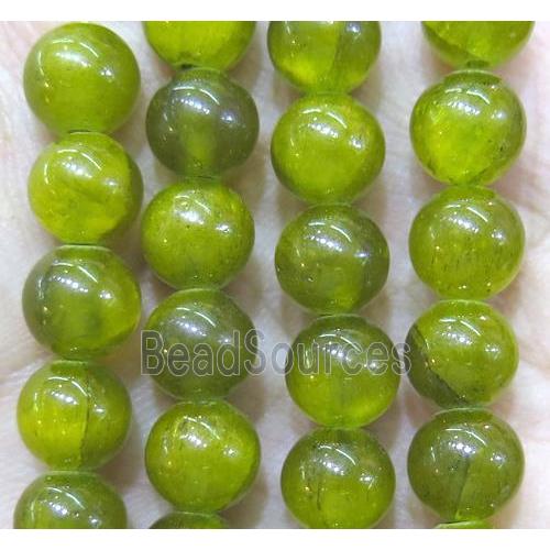 jade bead, round, stabile, olive