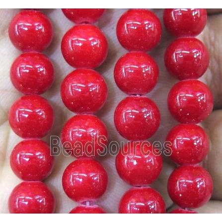 red jade bead, round, stabile