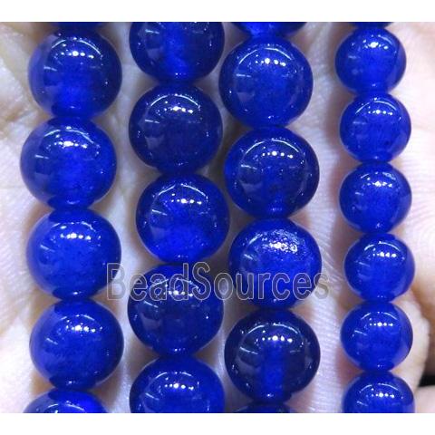 round jade beads, blue dye