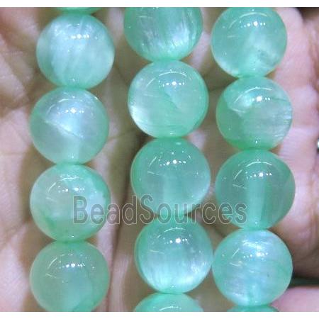 round jade beads, lt.green dye