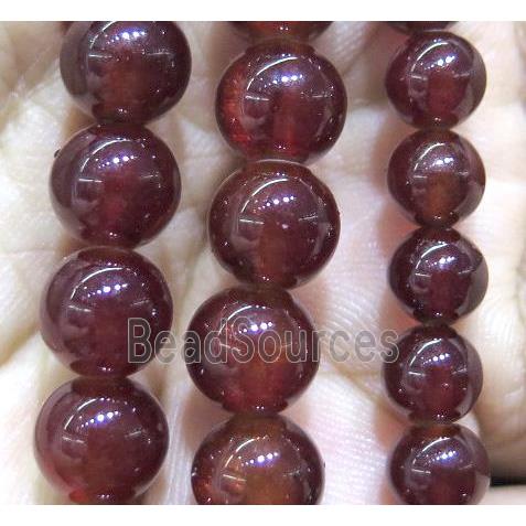 round jade beads, ruby dye