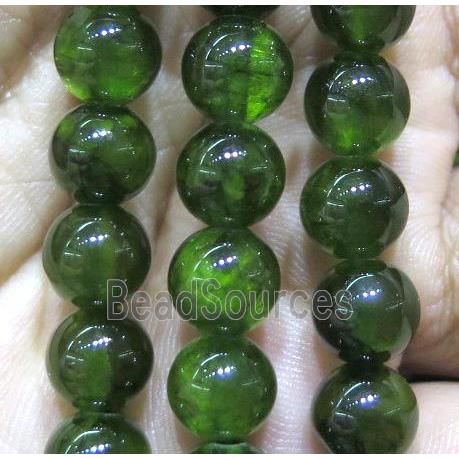 round jade beads, green dye