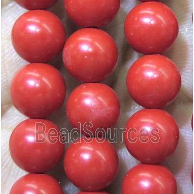 round jade beads, red dye