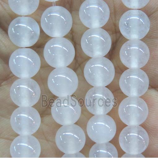 round jade stone beads, dye, white