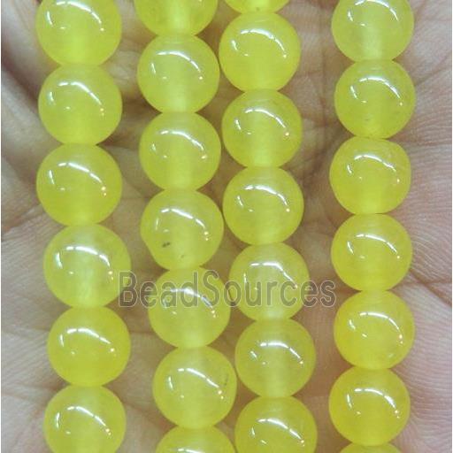 round jade stone beads, dye, yellow