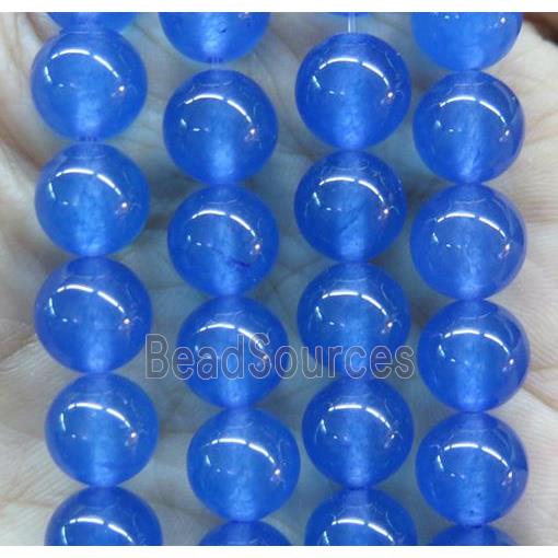 round jade stone beads, dye, blue