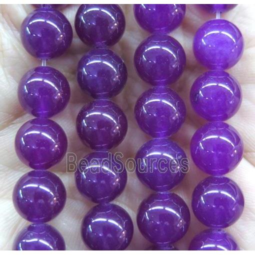 round jade stone beads, dye, purple