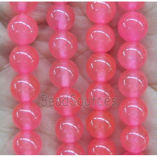 round jade stone beads, dye, pink