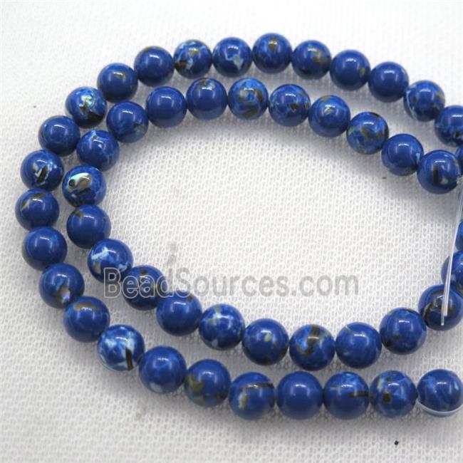 royalblue synthetic turquoise beads with shelled, round