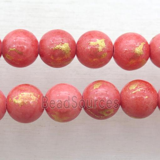 round pink JinShan Jade beads