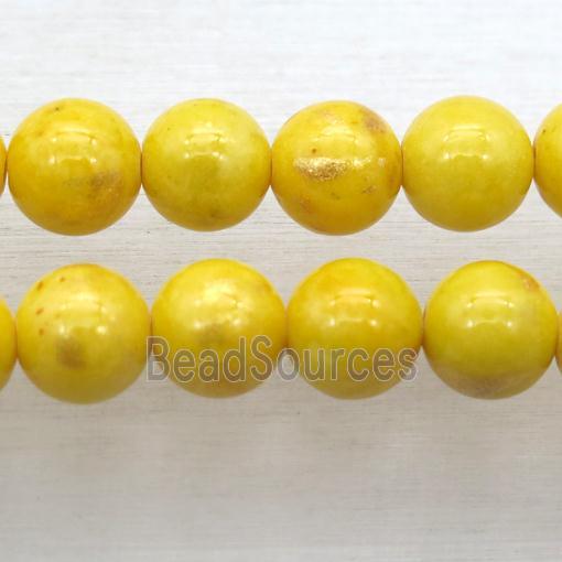 yellow JinShan Jade beads, round