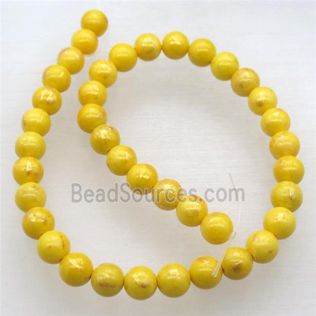 yellow JinShan Jade beads, round