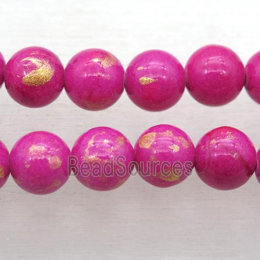 round hotpink JinShan Jade beads