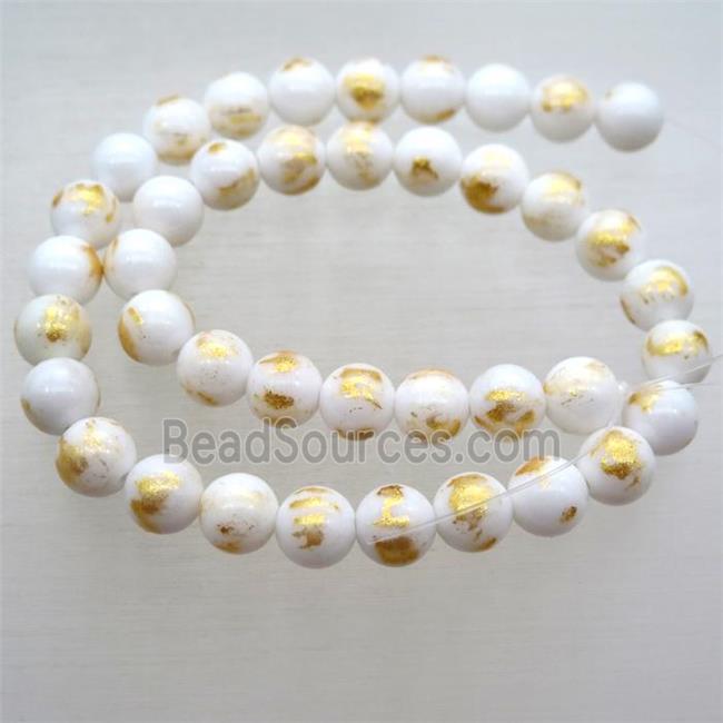 white JinShan Jade round beads