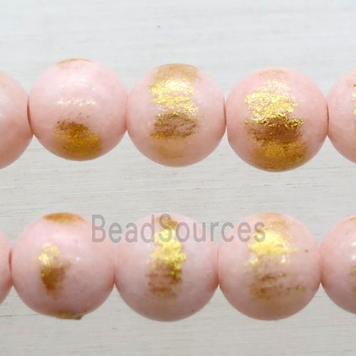 round pink JinShan Jade beads