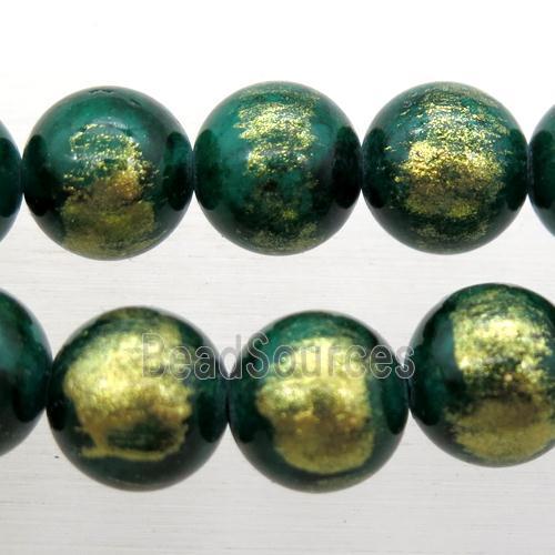 round JinShan Jade beads, peacockgreen