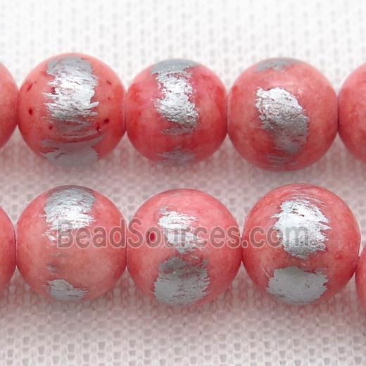 round pink Silvery Jade Beads