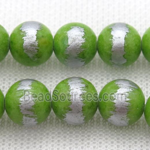 round olive Silvery Jade Beads