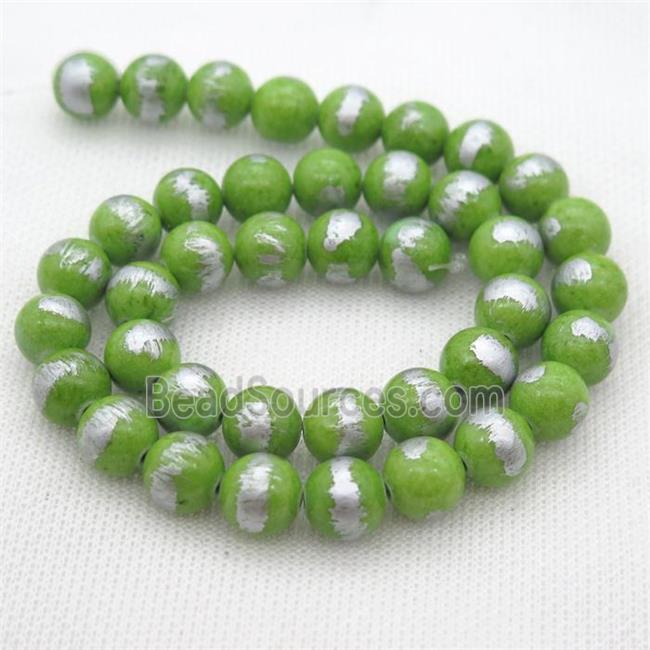 round olive Silvery Jade Beads