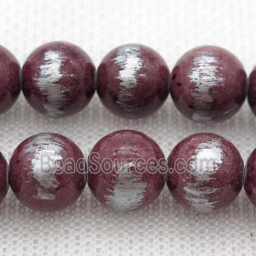 round deepred Silvery Jade Beads