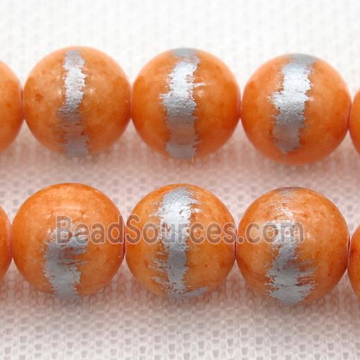 round nacarat Silvery Jade Beads