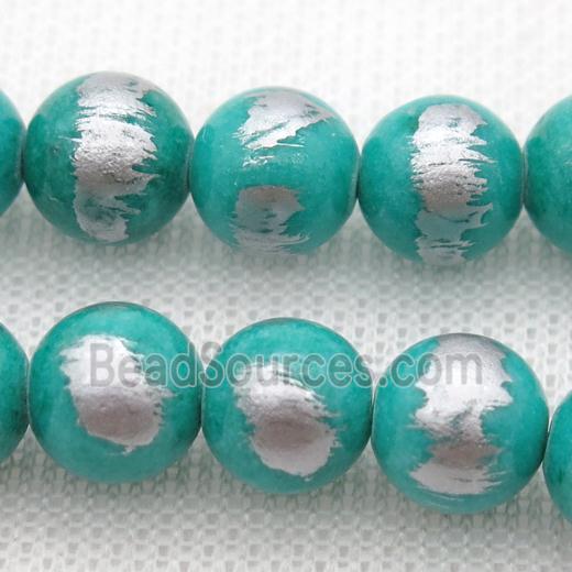 round green Silvery Jade Beads