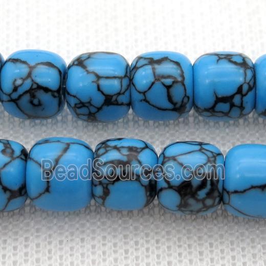 blue Synthetic Turquoise barrel beads