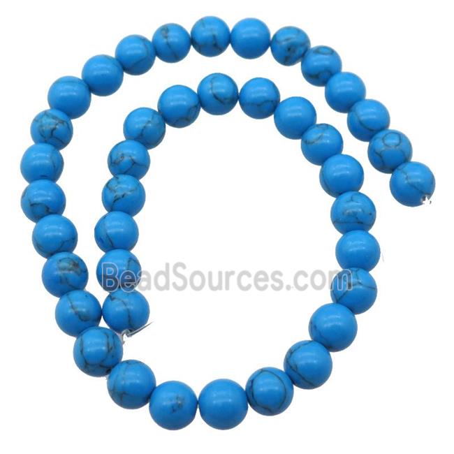 round synthetic Turquoise beads, blue