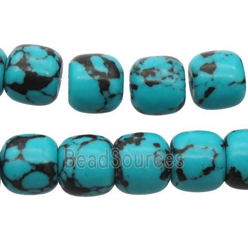 blue synthetic Turquoise beads, barrel