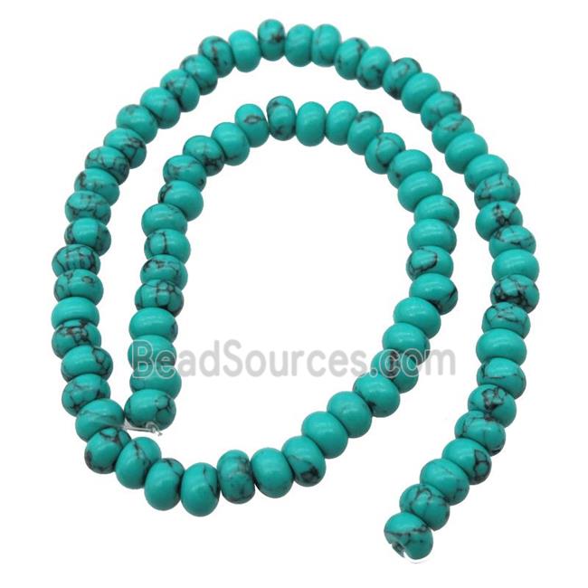 green synthetic Turquoise rondelle beads