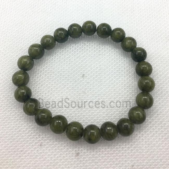 Stretch Jade bracelet, round, dye