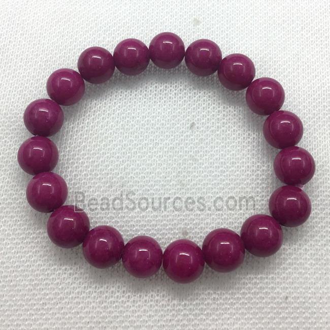 Stretch Jade bracelet, round, dye