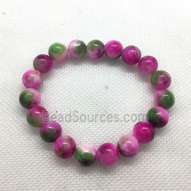 Stretch Jade bracelet, round, dye