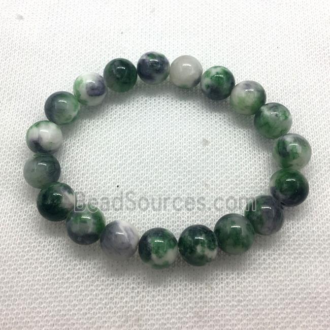 Stretch Jade bracelet, round, dye