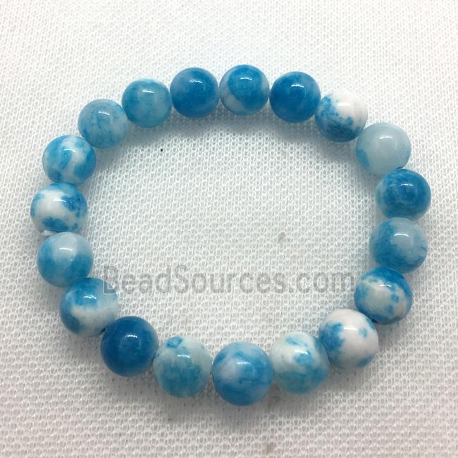 Stretch Jade bracelet, round, dye