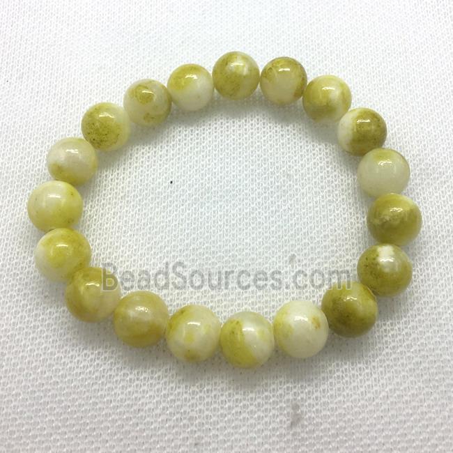 Stretch Jade bracelet, round, dye